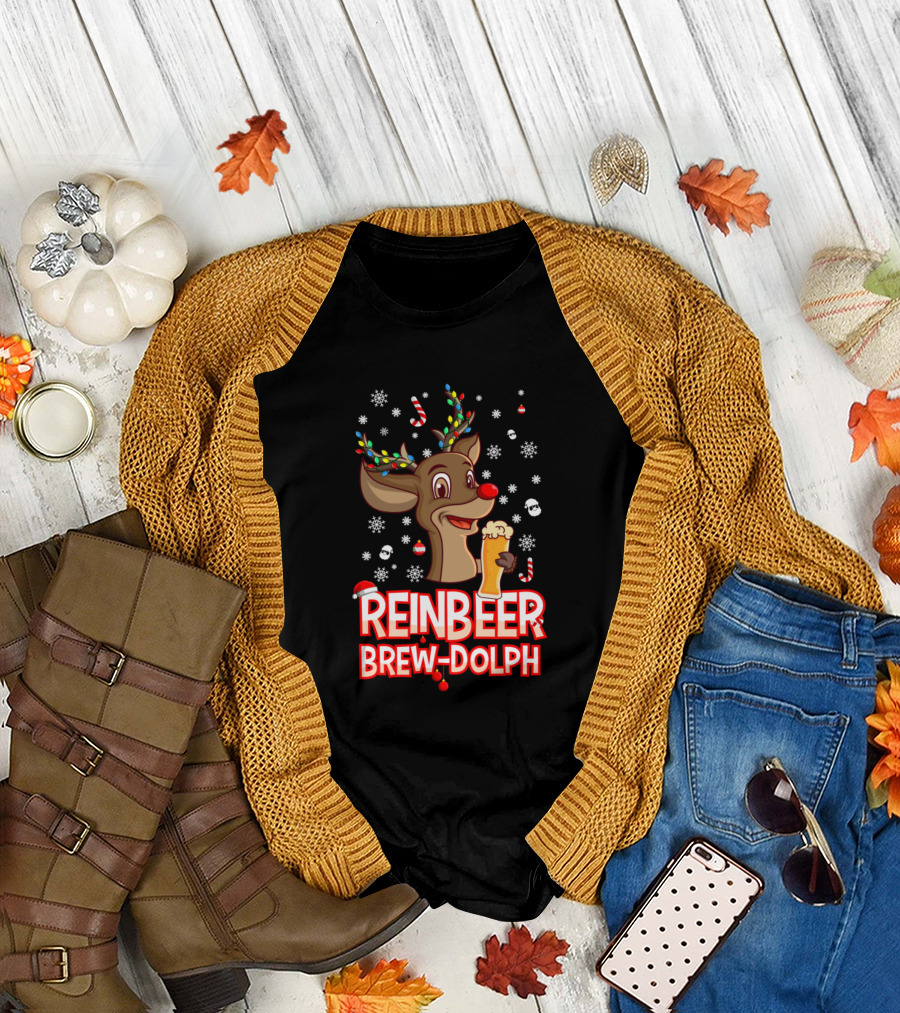 Reindeer Reinbeer Brew-Dolph Funny Christmas Beer T-Shirt