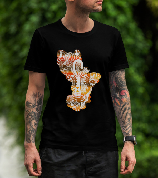 Anubis Horus Ankh Symbol In Gold And White Intricate T-Shirt