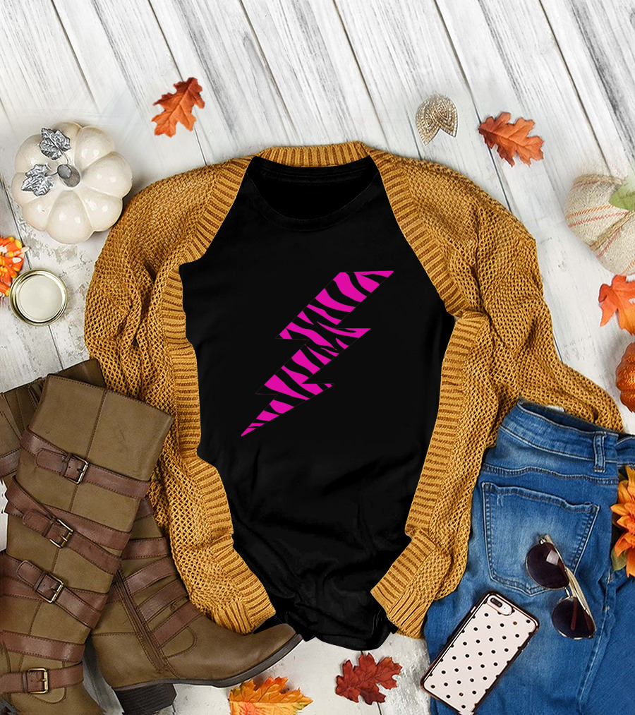 Tiger Striped Hot Pink Lightning Bolt T-Shirt