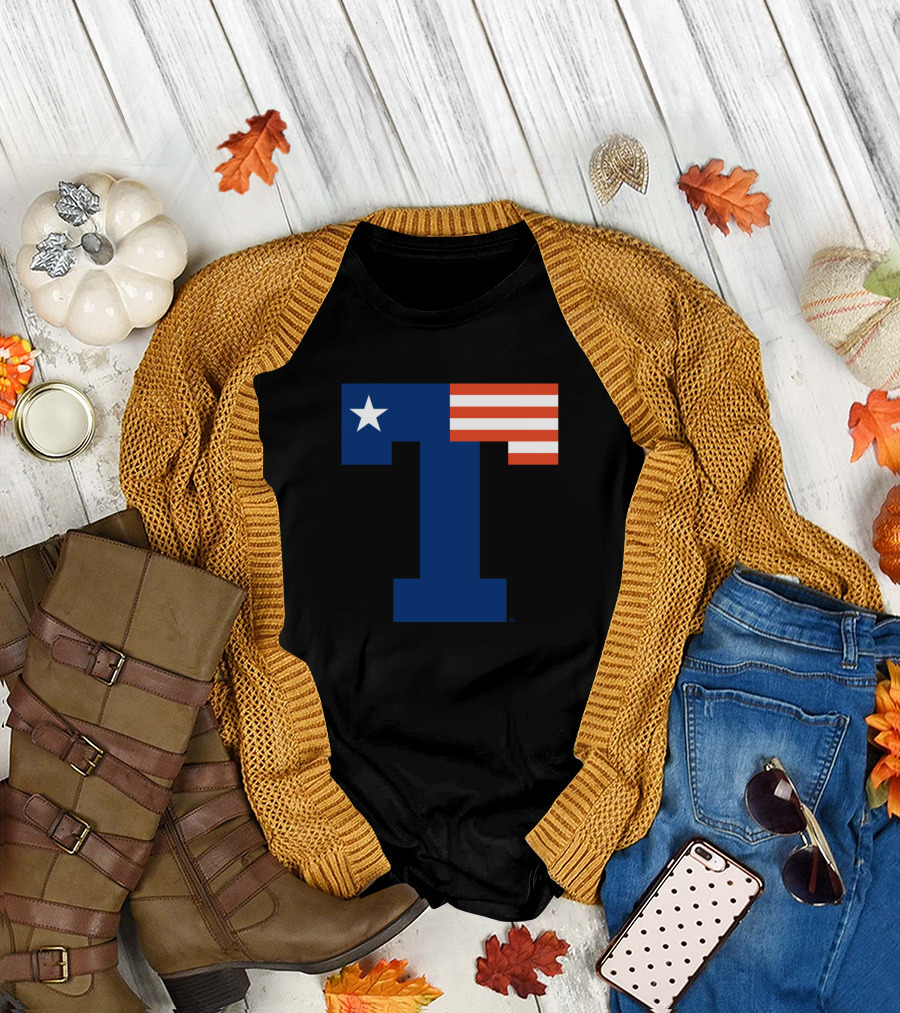 Tyler Patriots T Logo with Star and Stripes T-Shirt