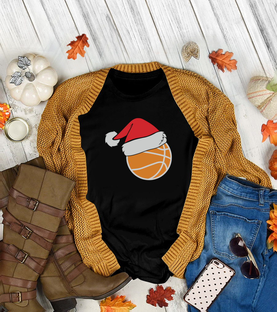 Basketball Santa Christmas Hat T-Shirt