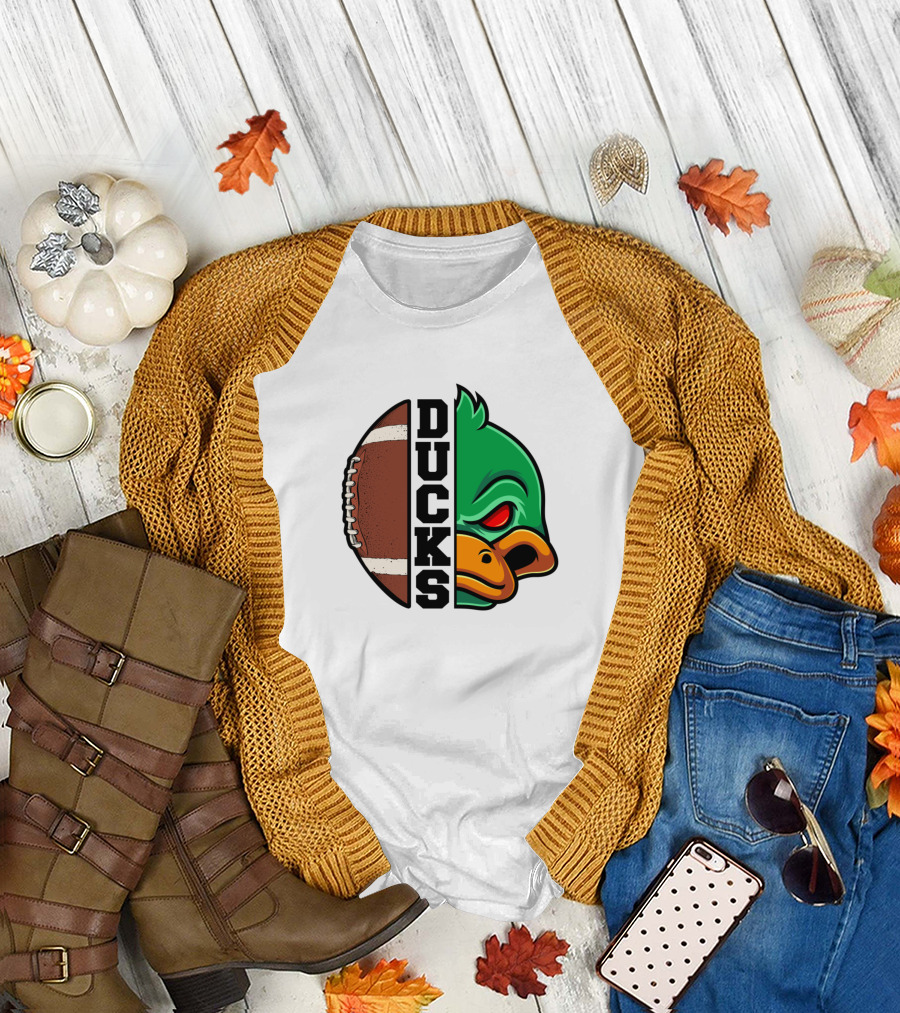 Ducks Football Fierce Mascot and Ball T-Shirt
