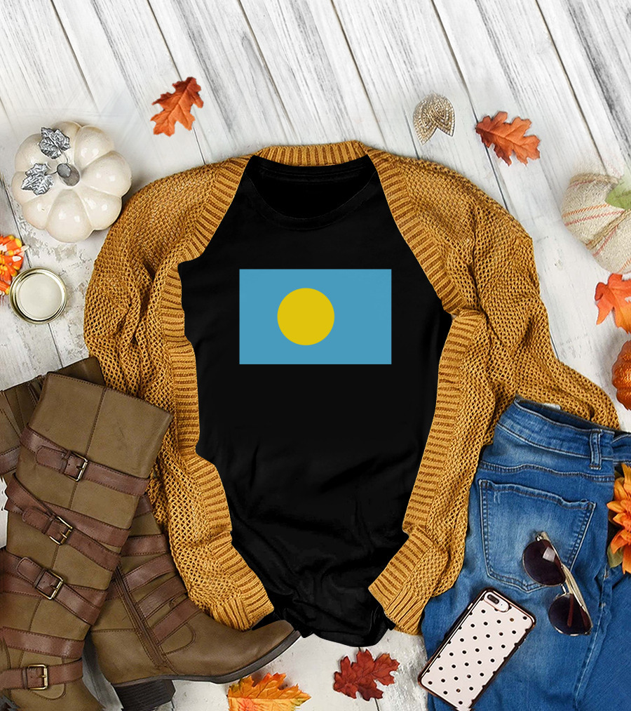 Flag of Palau National Symbol Blue Yellow Circle T-Shirt