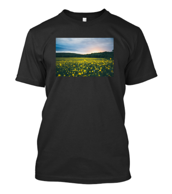 Flower Yellow Petal Bloom Garden Sunset Field T-Shirt