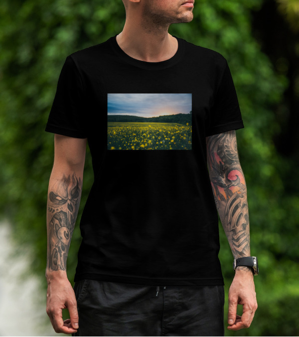 Flower Yellow Petal Bloom Garden Sunset Field T-Shirt
