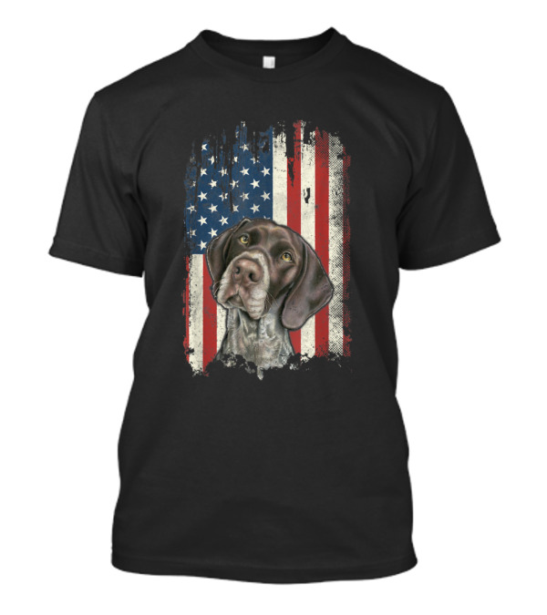 German Shorthaired Pointer USA American Flag GSP T-Shirt
