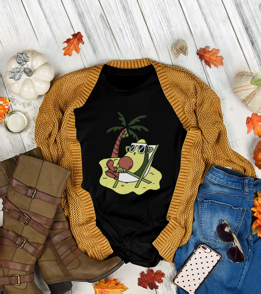 The Avokados Beach Relaxation with Sunglasses and Palm Tree T-Shirt