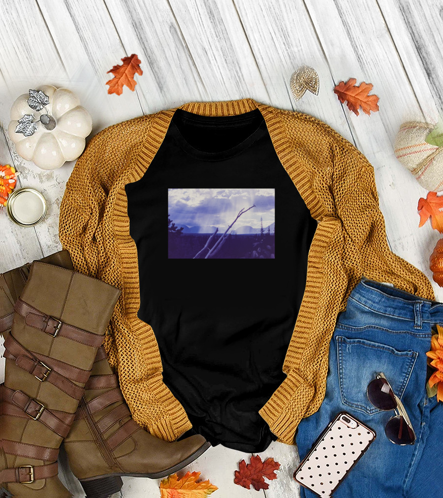 Vintage Mountain Photo Majestic Purple Sunset Vista T-Shirt