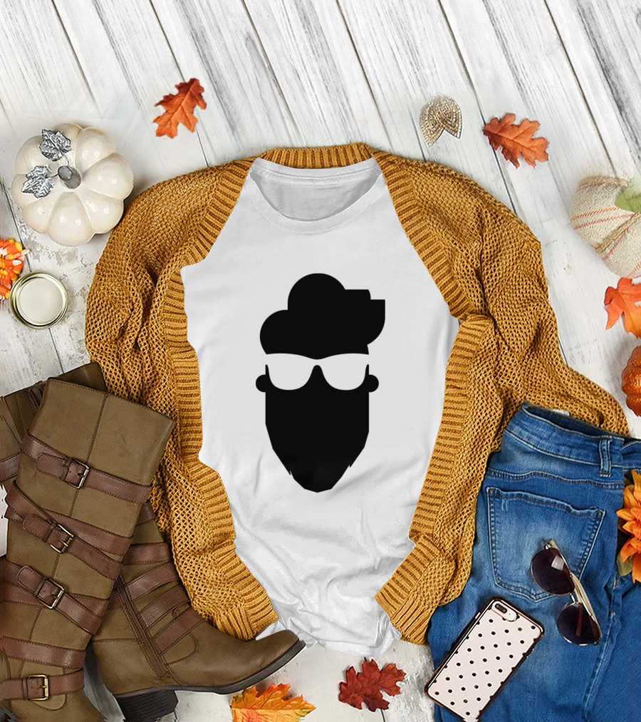 Beardedguy Blk Silhouette with Sunglasses and Styled Hair T-Shirt