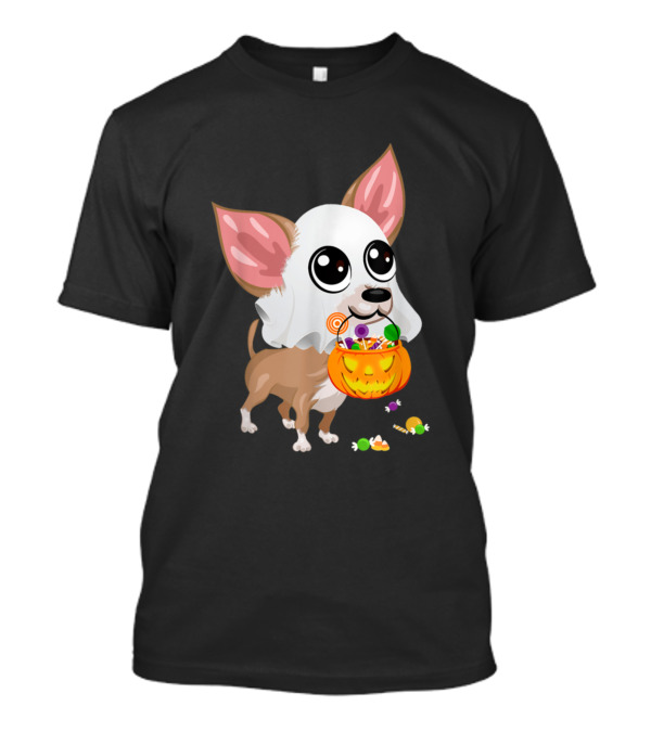 Chihuahua Ghost Boo Pumpkin Halloween Candy Treats T-Shirt
