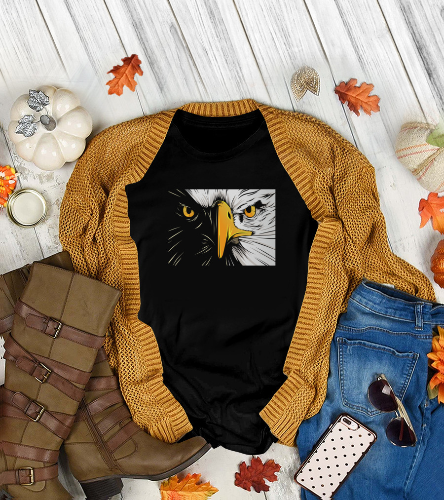 Eagle Eye Fierce Gaze Bold Contrast T-Shirt