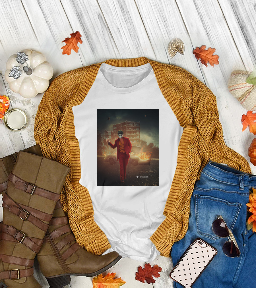 Jaehyun Joker Red Suit Burning City Scene by ItsYGFX T-Shirt