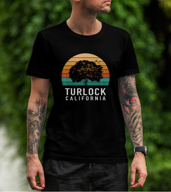 Turlock California Vintage Sunset Tree T-Shirt