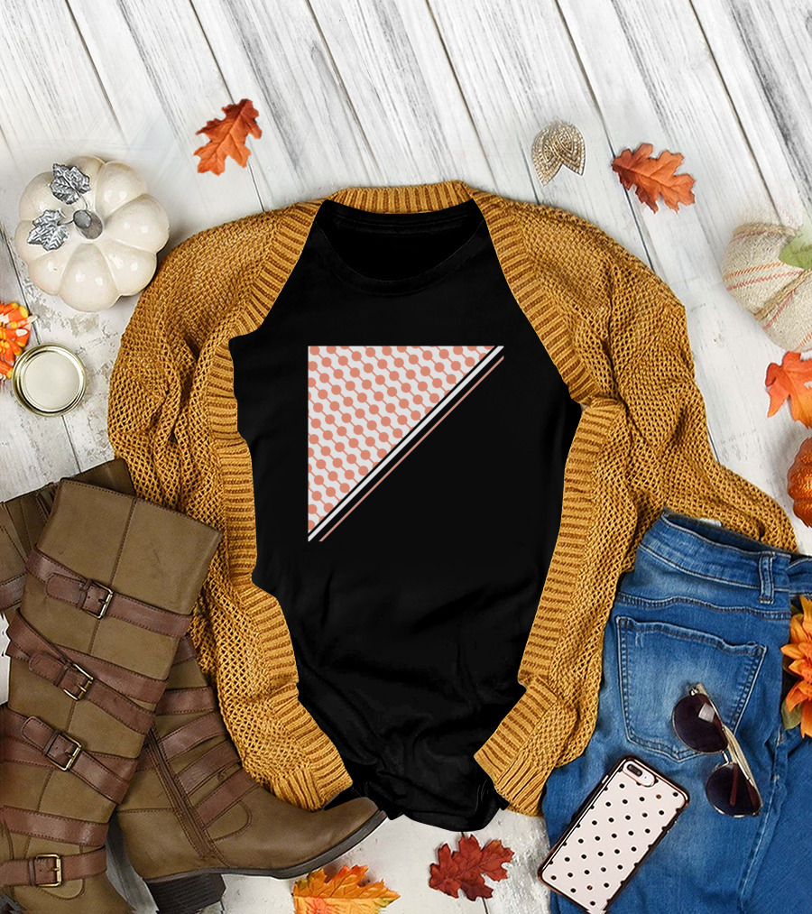 Geometric Pattern with Orange Circles and Black Triangle T-Shirt