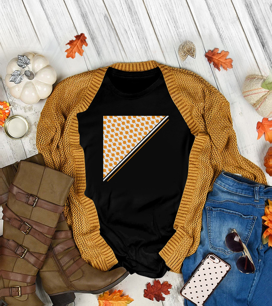 Minimal Geometric Orange Circles Black Diagonal Stripe T-Shirt