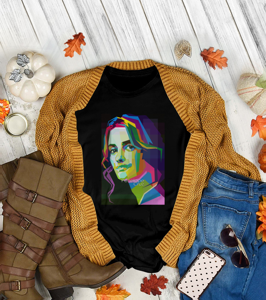 Penelope Cruz Colorful Wpap Style Pop T-Shirt