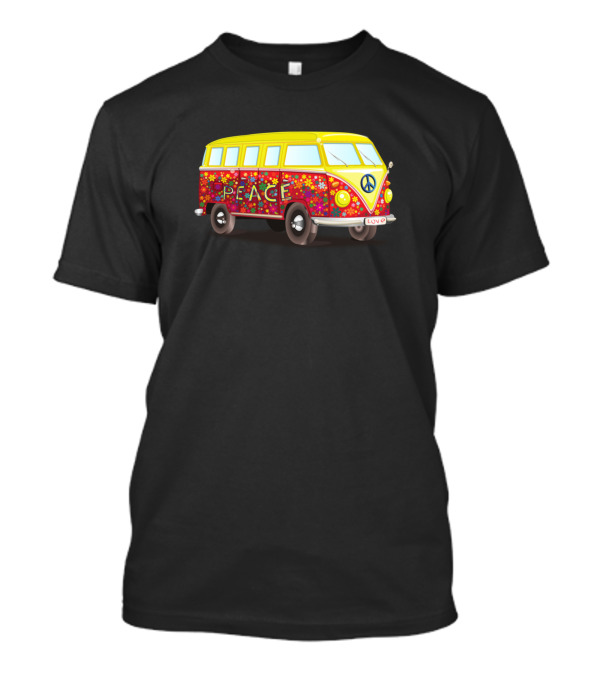 Vintage Hippie Flower Power Peace Volkswagen Bus Van T-Shirt
