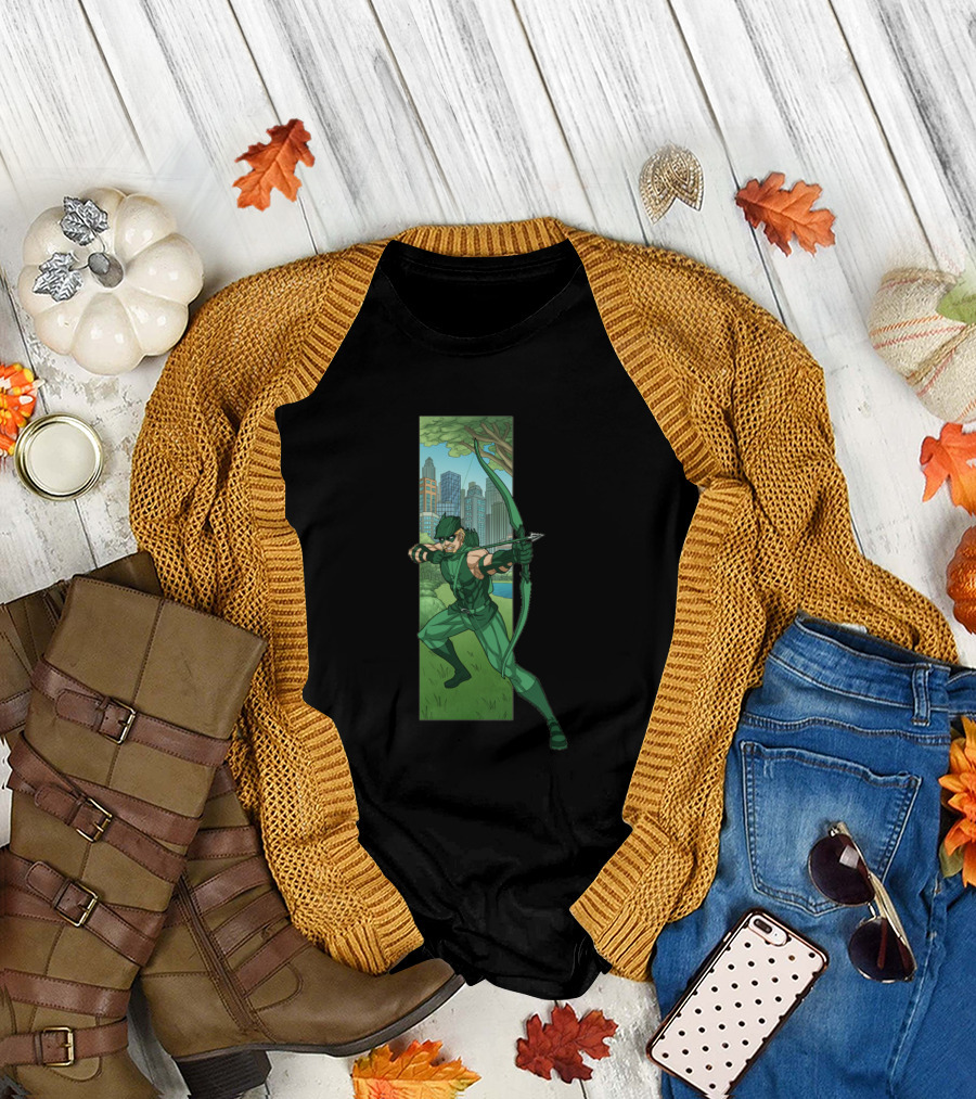Green Arrow Justice League Of America Series Urban Archer Heroic Stance T-Shirt