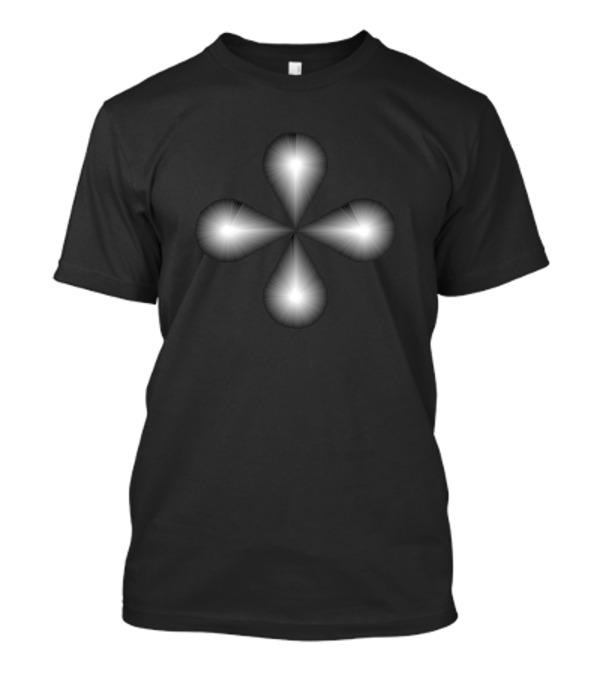 On The Other Side Of The Light Four Radiating Beams Of White Light On A T-Shirt