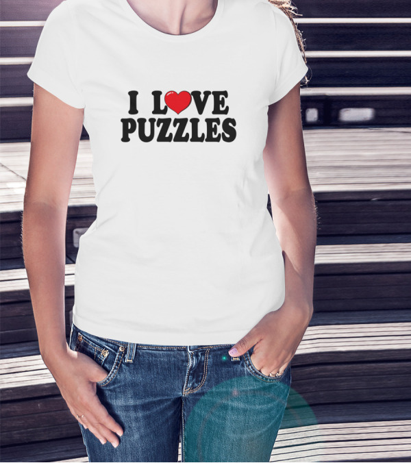I Heart Puzzles Typography T-Shirt