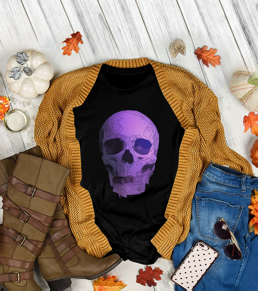 Skull Violet Abstract Purple Illusion T-Shirt