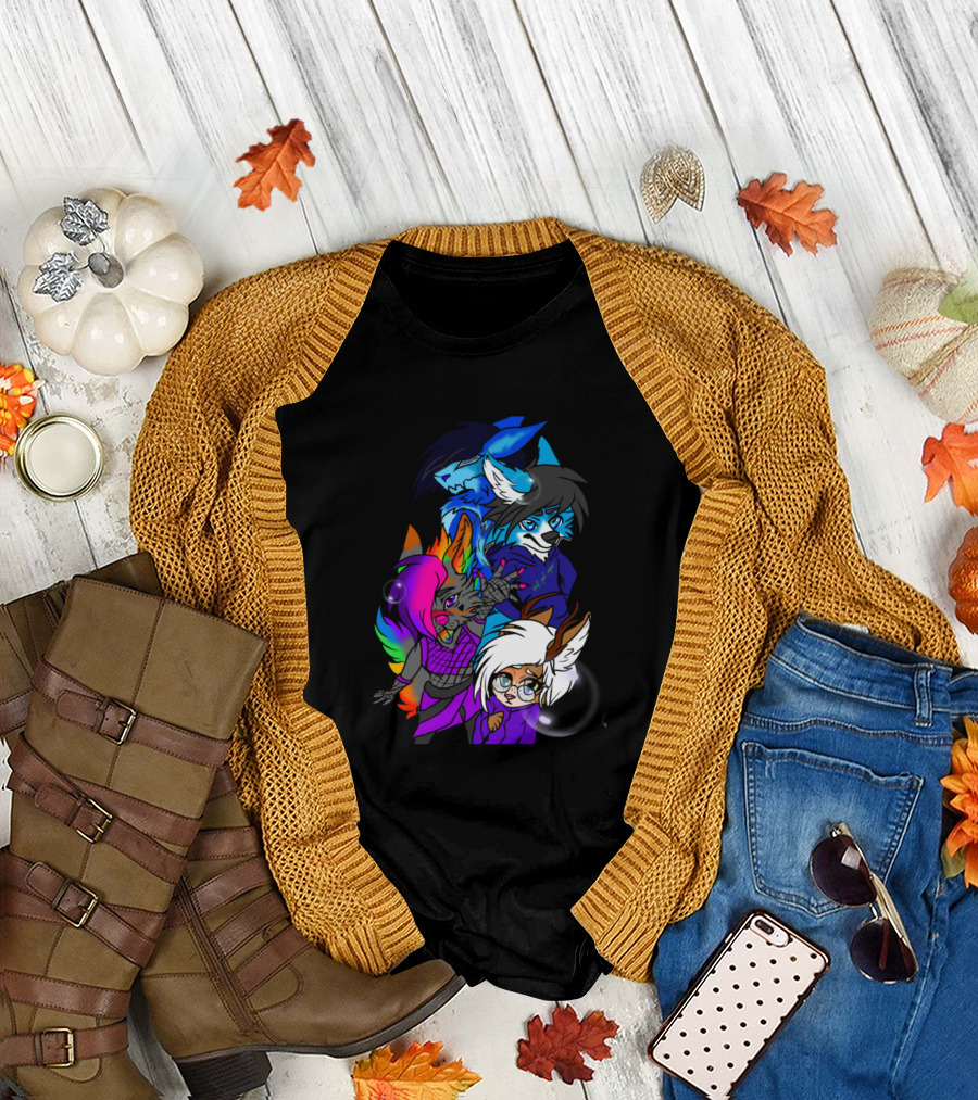 Furry Friends Colorful Cartoon Characters T-Shirt