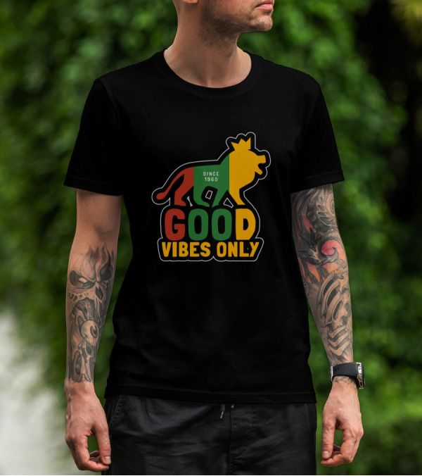 Good Vibes Only Reggae Lion With Crown Since 1960 T-Shirt