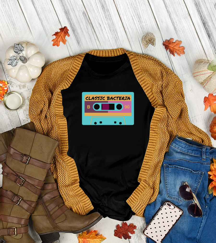 Classic Bacteria Retro Cassette Tape Funny Micro B90 T-Shirt