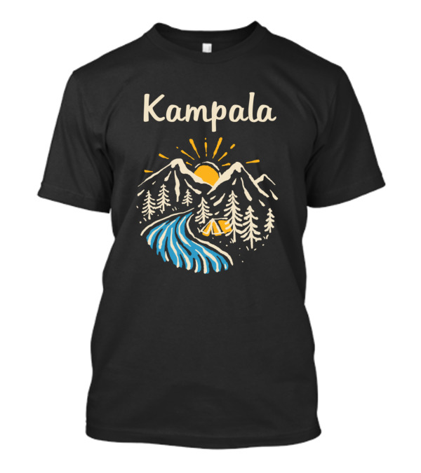 Kampala Scenic Mountains Sunrise Camp River Scene T-Shirt