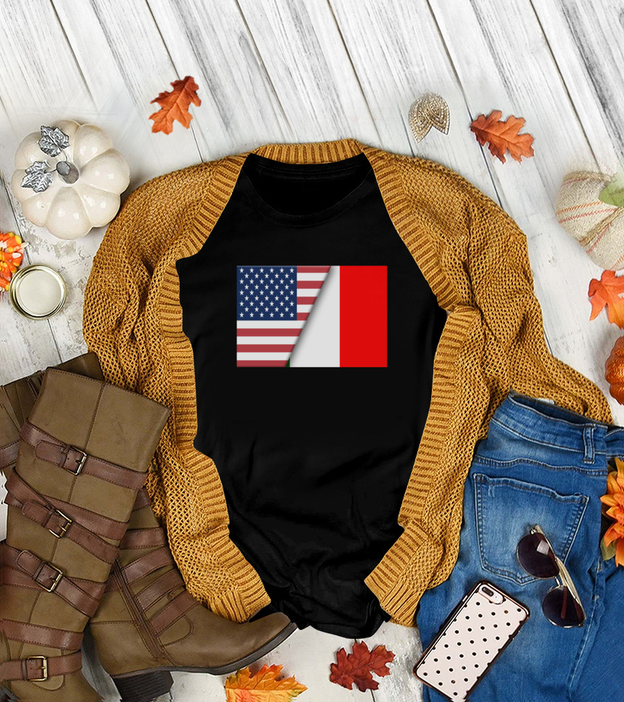 Usa Flag Italy Italian Flag Immigrant Ancestry Hom Heritage Fusion T-Shirt