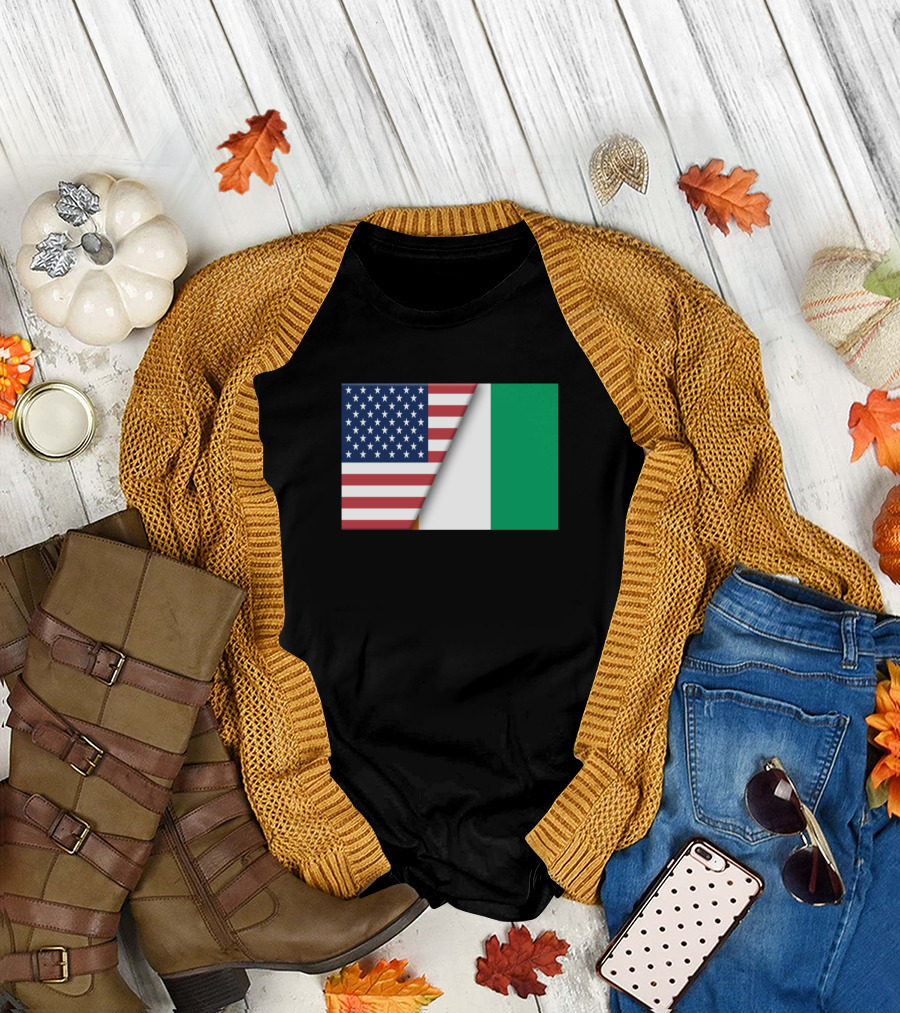 Usa Flag Ivory Coast Immigrant Ancestry Homeland Dual Flags T-Shirt