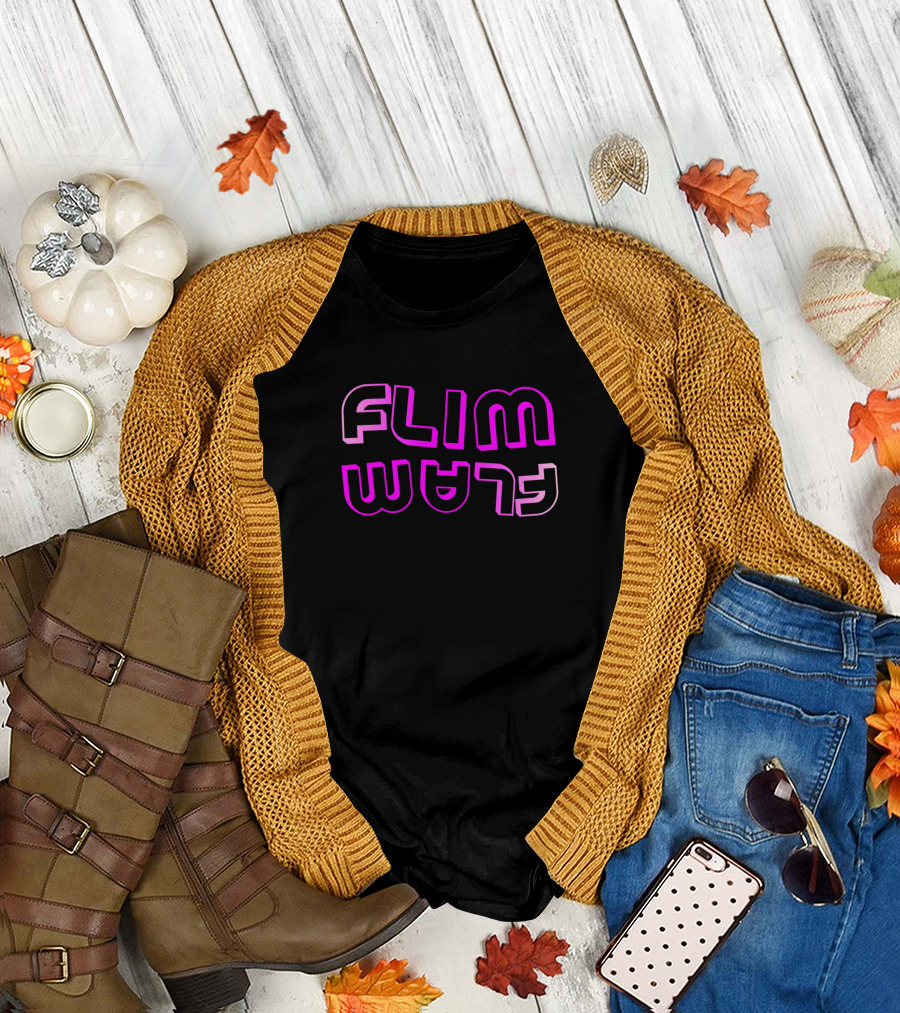 FLIM FLAM Pink Retro-Inspired Text T-Shirt