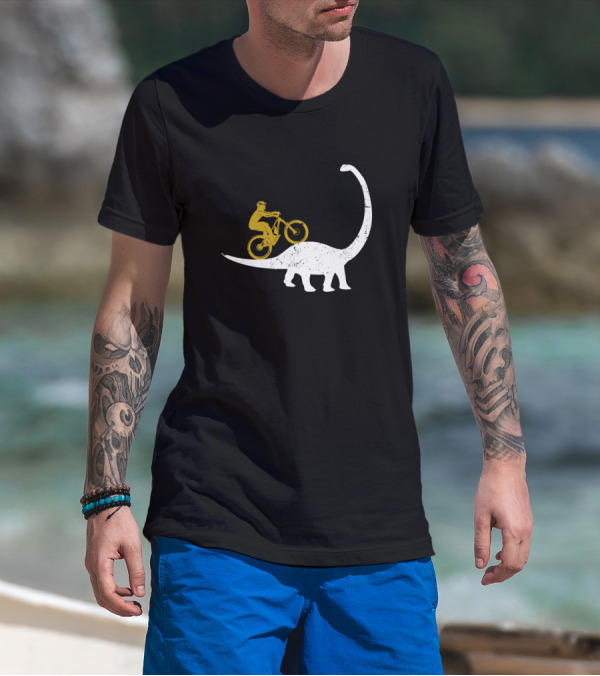 Bicycle Cyclist Riding Dinosaur T-Shirt