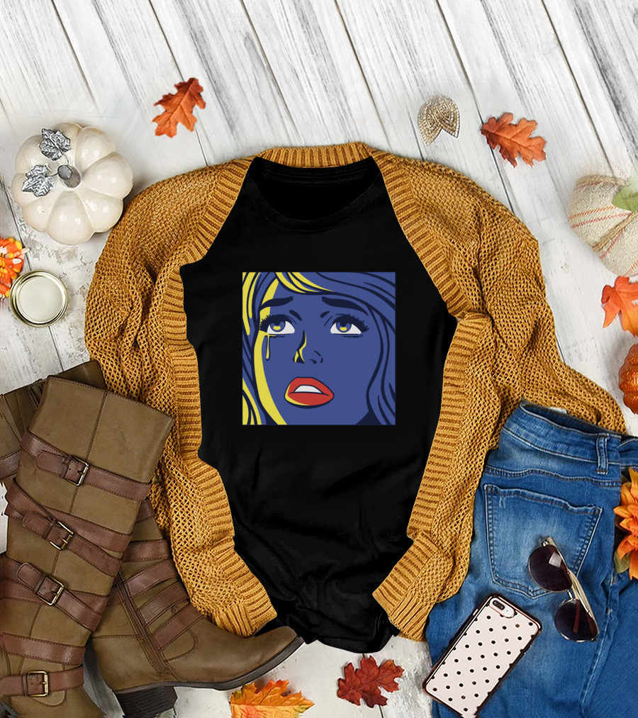 Pop Art Blue Face Expression T-Shirt