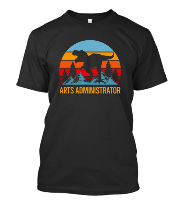Arts Administrator Dinosaur Retro Sunset Forest Scene T-Shirt