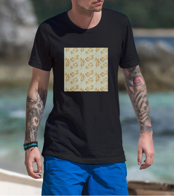 Golden Leaves Pattern For Fall Season Decor T-Shirt