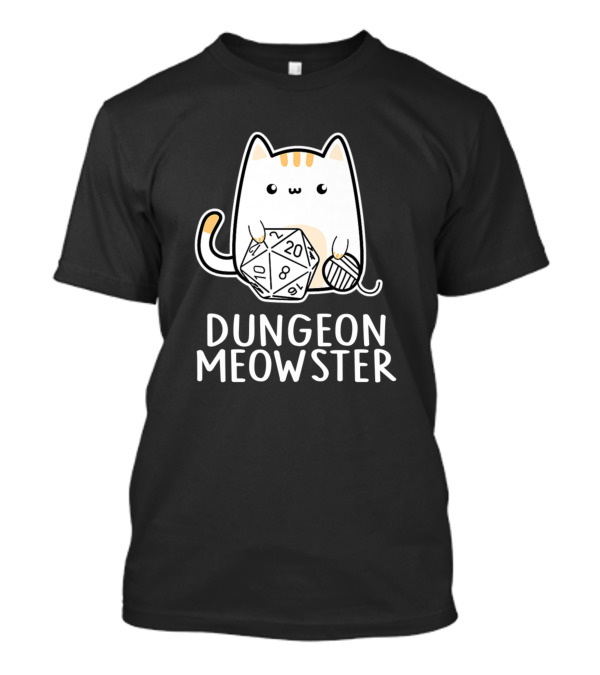 Dungeon Meowster Cute Cat With D20 Dice Dungeons And Dragons T-Shirt