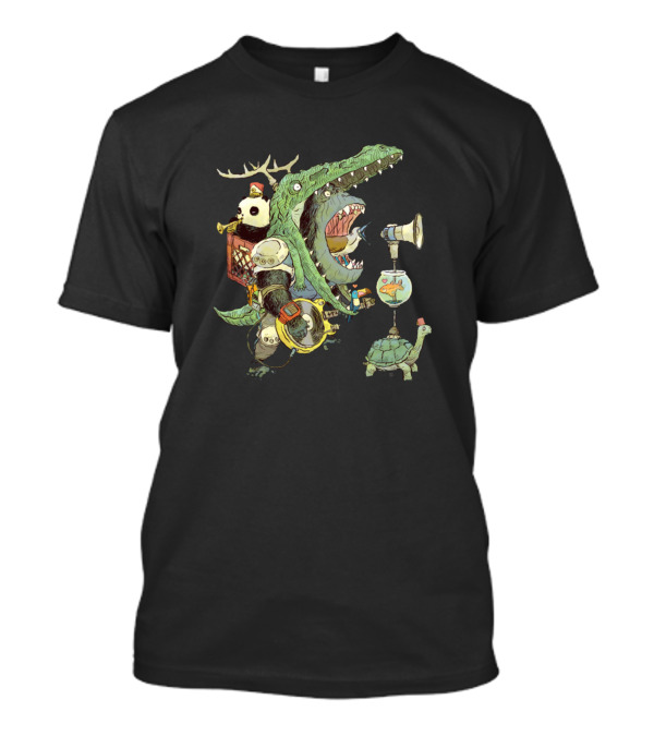 Panda Crocodile Turtle Megaphone Fantasy T-Shirt