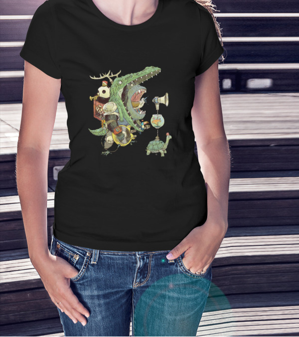 Panda Crocodile Turtle Megaphone Fantasy T-Shirt
