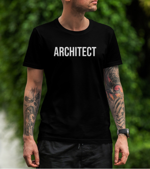 ARCHITECT Job Title Plain Text Bold White Letters T-Shirt