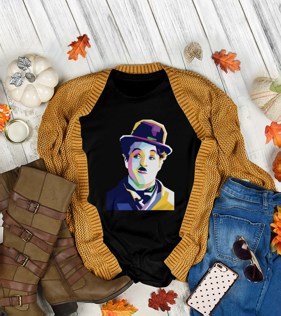 Charlie Chaplin Colorful Geometric Style Pop T-Shirt