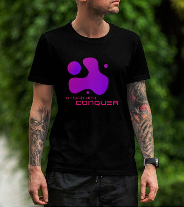 Design And Conquer Futuristic Abstract Purple Shape T-Shirt