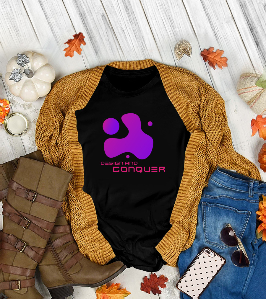 Design And Conquer Futuristic Abstract Purple Shape T-Shirt
