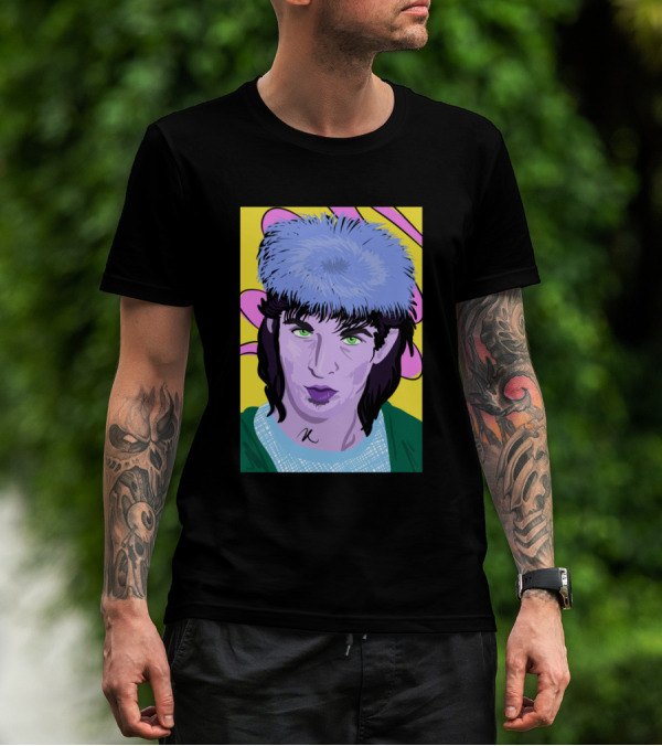 He's Too Shy Pop Art With Purple Face And Blue Hat T-Shirt