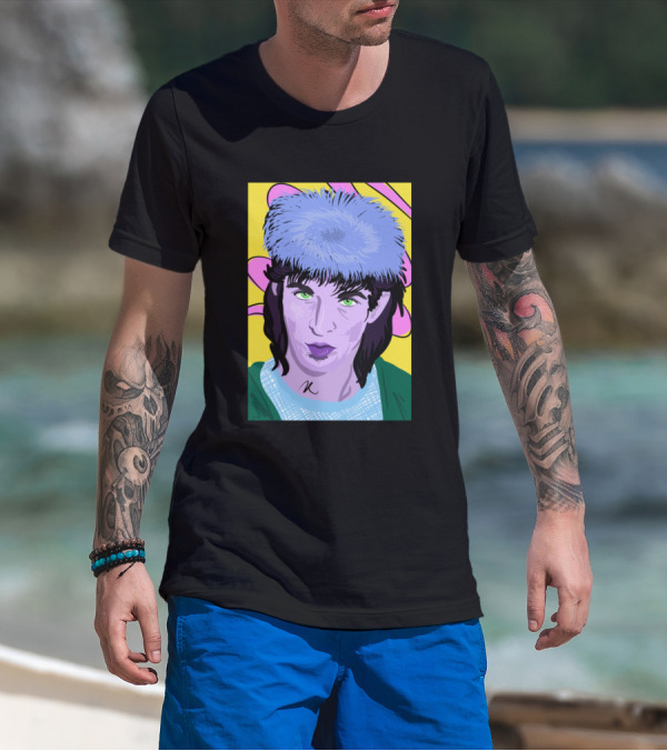 He's Too Shy Pop Art With Purple Face And Blue Hat T-Shirt