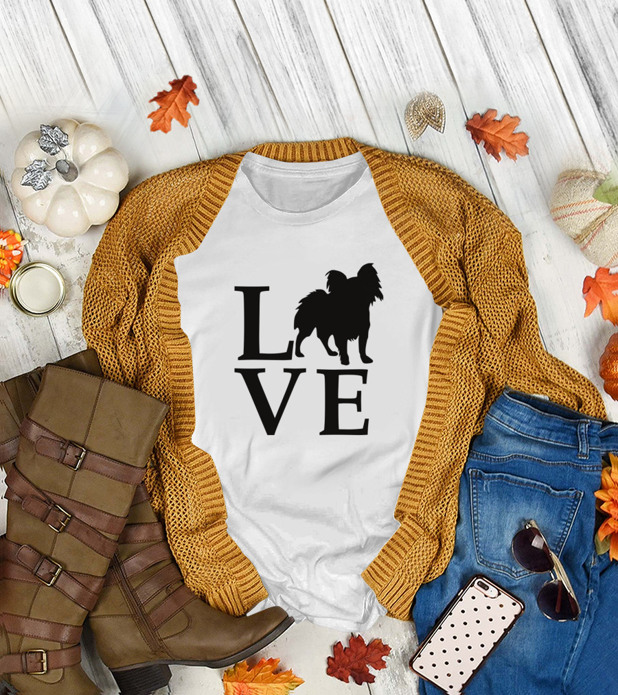 LOVE Papillon Dog T-Shirt