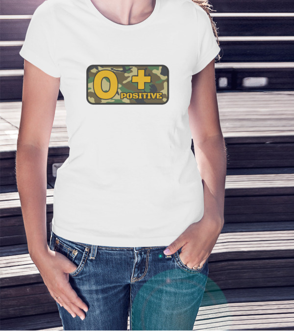 O Positive Camo Woodland Blood Type T-Shirt