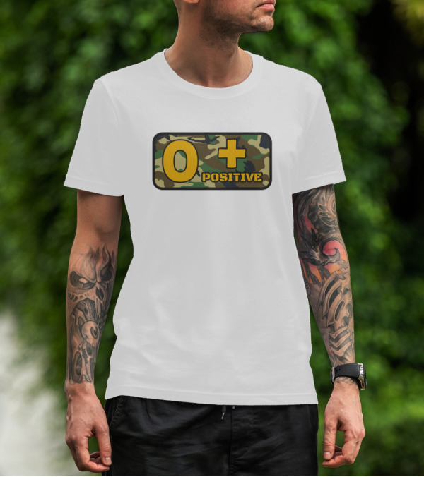 O Positive Camo Woodland Blood Type T-Shirt