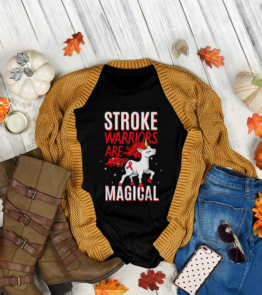 Stroke Warriors Are Magical Unicorn Red T-Shirt