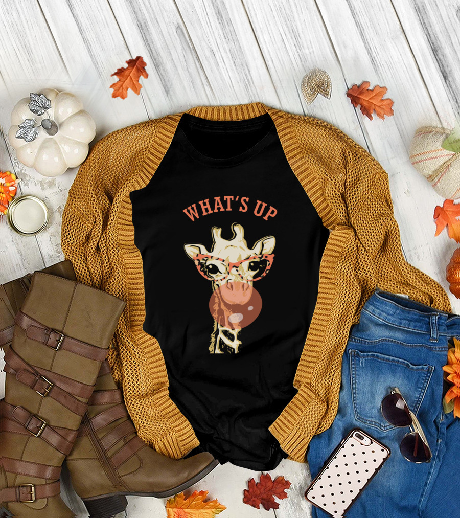 WHAT'S UP GIRAFFE WITH GLASSES BUBBLE GUM T-Shirt